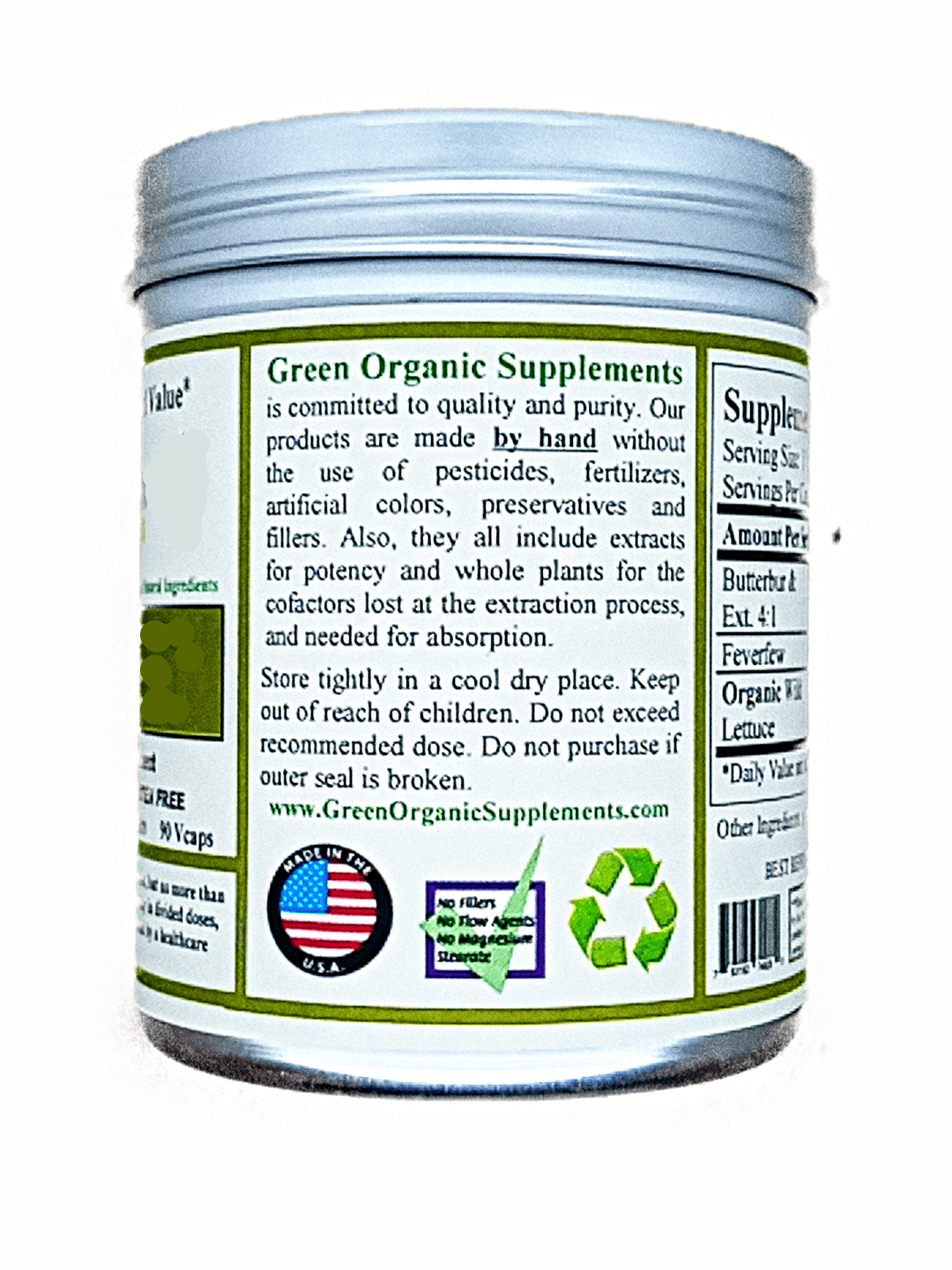 Green Organic Supplement Product